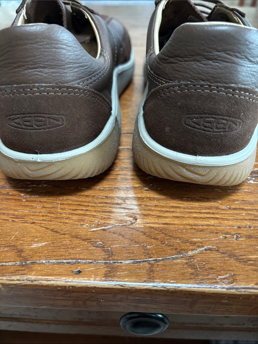Keen KNX T-Toe Sneaker Men’s Dark Brown Leather Slip-on Comfy 1030625 Size 10.5 - Picture 8 of 15